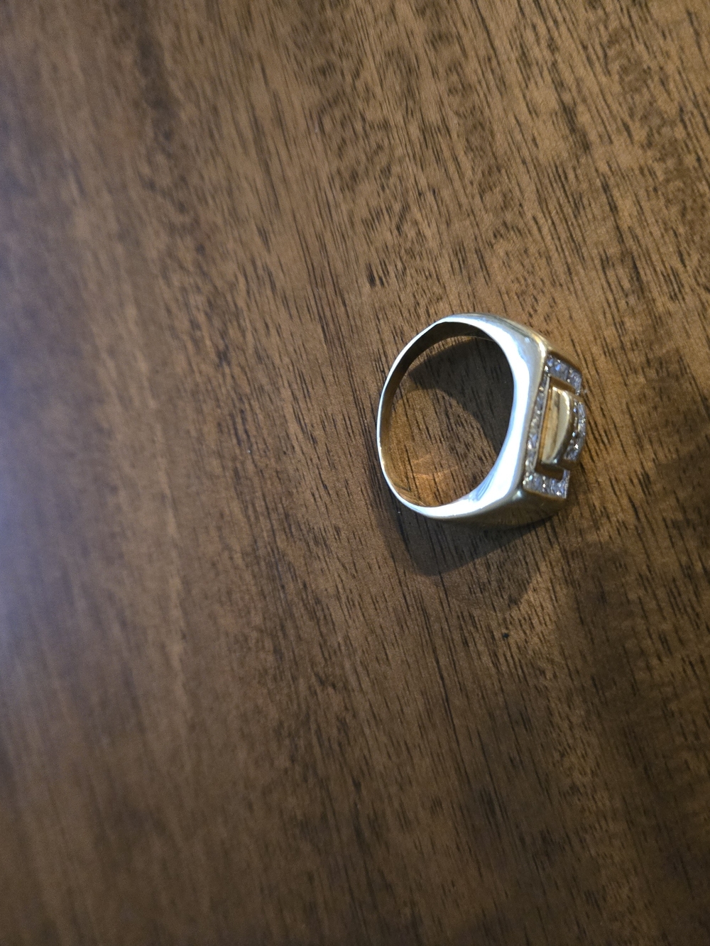 Men's Silver-Tone Ring with Clear Center Stone and Pavé Accents